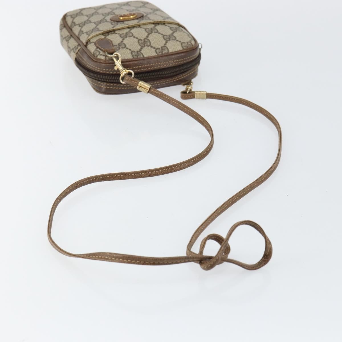Gucci GUCCI GG Supreme Shoulder Bag PVC Beige Gold Authentic BA6562