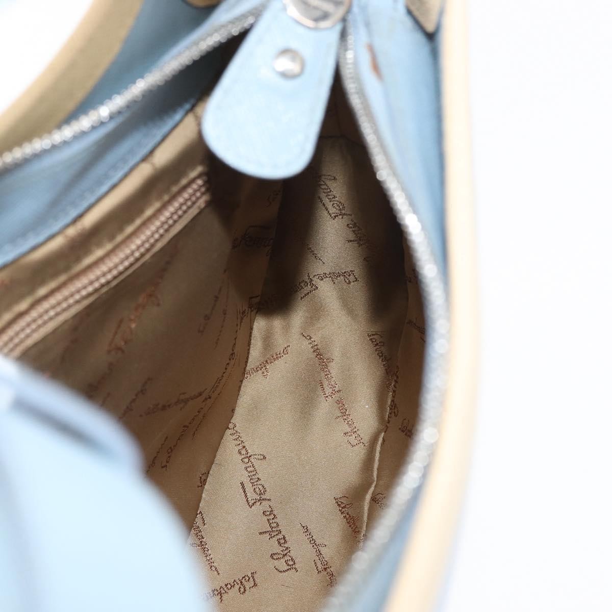Salvatore Ferragamo Salvatore Ferragamo Gancini Shoulder Bag Leather Light Blue Silver Authentic fm5224