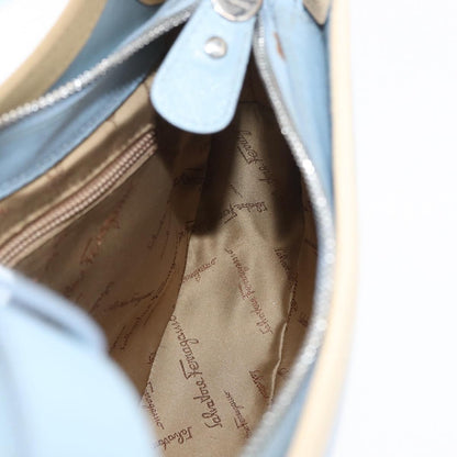 Salvatore Ferragamo Salvatore Ferragamo Gancini Shoulder Bag Leather Light Blue Silver Authentic fm5224