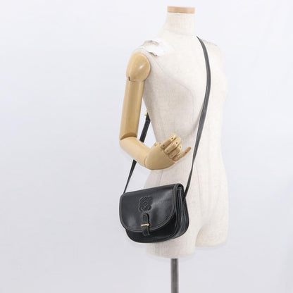 Loewe LOEWE Anagram Shoulder Bag Leather Black Gold Authentic ep12382