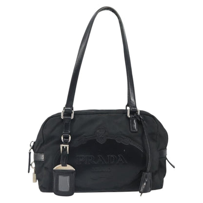 Prada PRADA Hand Bag Nylon Black Silver Authentic ka1246