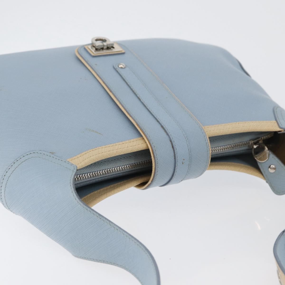 Salvatore Ferragamo Salvatore Ferragamo Gancini Shoulder Bag Leather Light Blue Silver Authentic fm5224