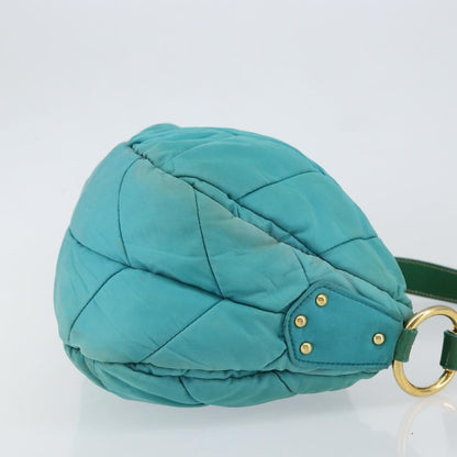 Prada PRADA Shoulder Bag Nylon Turquoise Blue Gold Authentic 148398