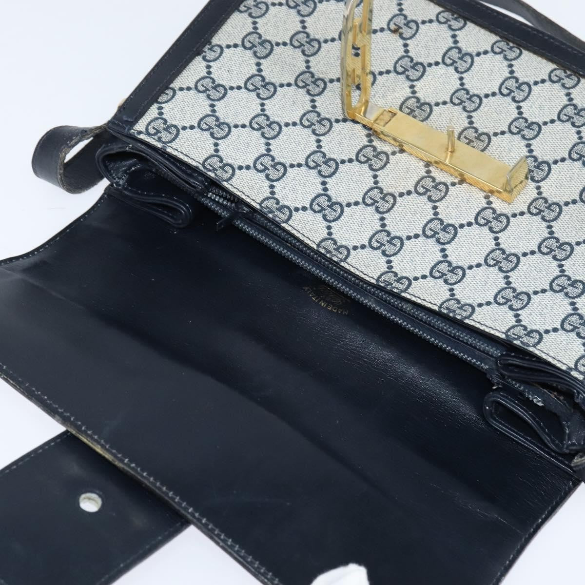 Gucci GUCCI GG Supreme Shoulder Bag PVC Navy Gold Authentic 150027