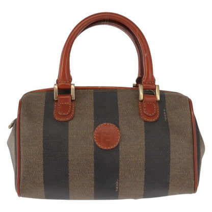 Fendi FENDI Pecan Canvas Hand Bag PVC Black Brown Authentic 146281
