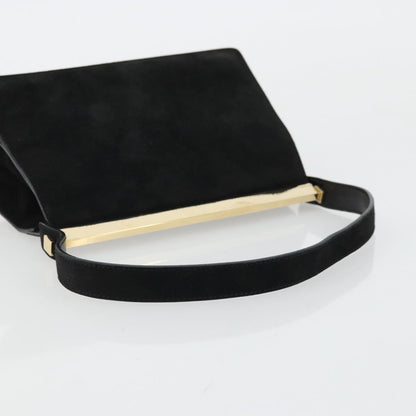 Gucci GUCCI Hand Bag Suede Black Gold 001 2058 1928 0 Authentic yk20276