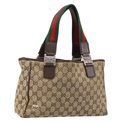 Gucci GUCCI GG Canvas Web Sherry Line Hand Bag Beige Red Green 145810 Authentic 155191