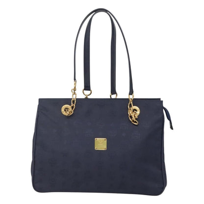 MCM MCM Logogram Vicetos Shoulder Bag Nylon Navy Gold Authentic 127085