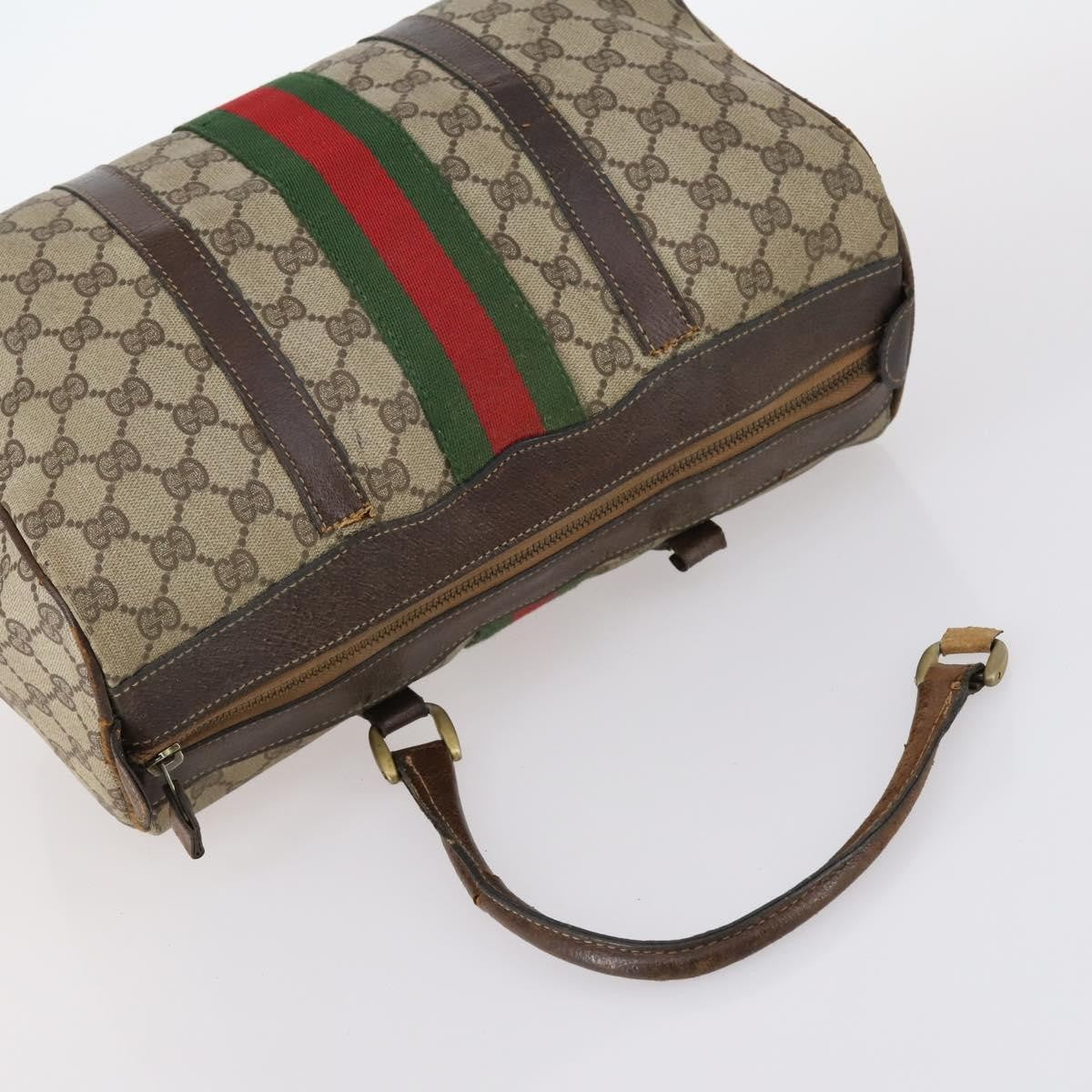 Gucci GUCCI GG Supreme Web Sherry Line Shoulder Bag PVC 2 Set Beige Authentic gh1006