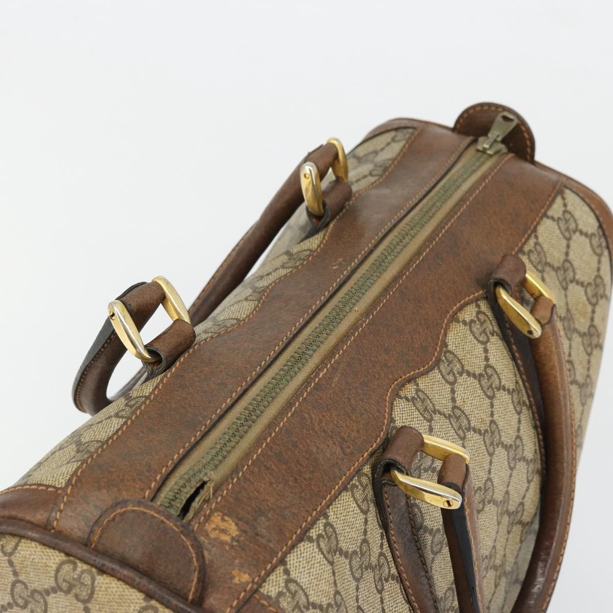 Gucci GUCCI GG Supreme Hand Bag PVC Beige Gold Authentic YKZ987