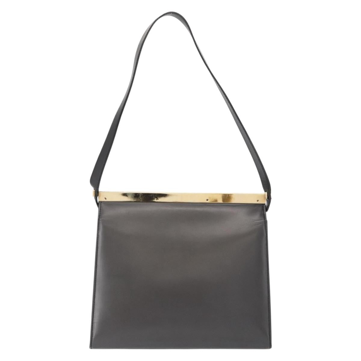Gucci GUCCI Shoulder Bag Leather Black Gold Authentic BA8638