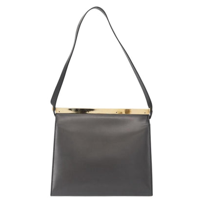 Gucci GUCCI Shoulder Bag Leather Black Gold Authentic BA8638
