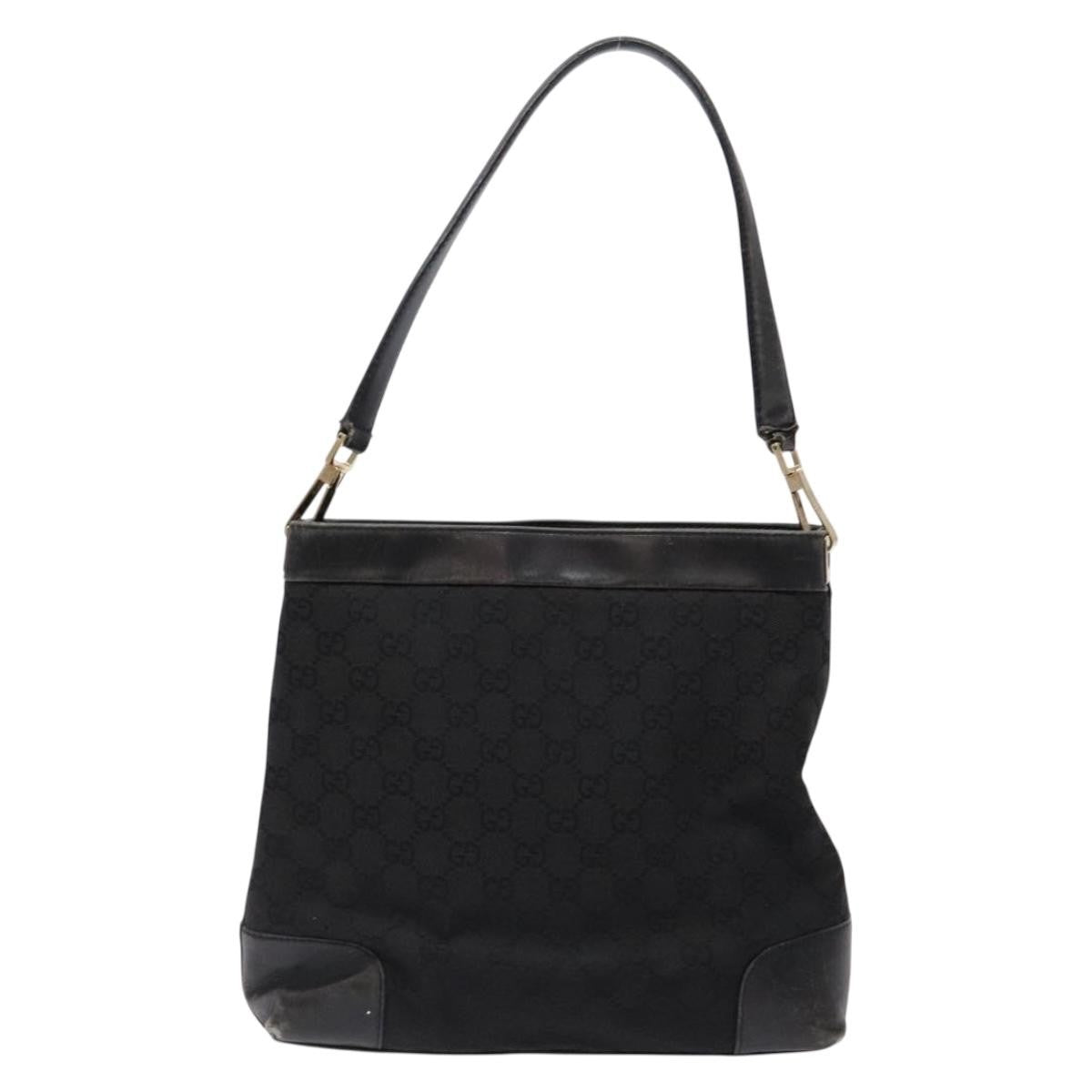 Gucci GUCCI GG Canvas Shoulder Bag Black Gold 33900 Authentic 139189A