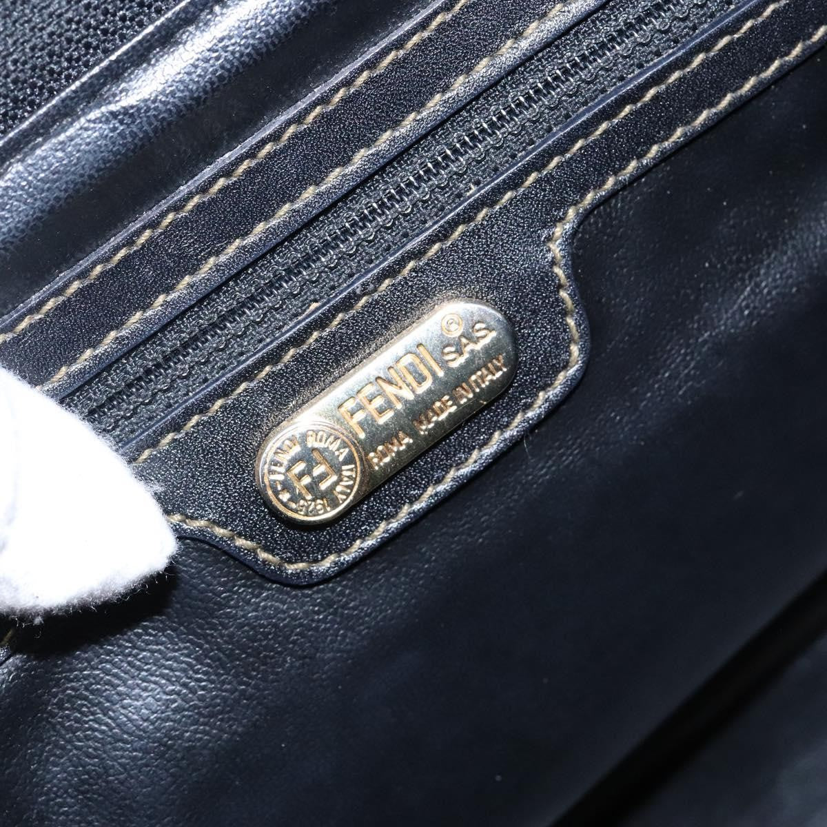 Fendi FENDI Pecan Canvas Hand Bag Navy Gold Authentic ep10858