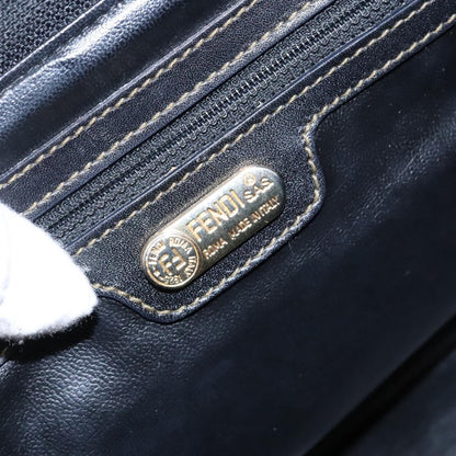 Fendi FENDI Pecan Canvas Hand Bag Navy Gold Authentic ep10858
