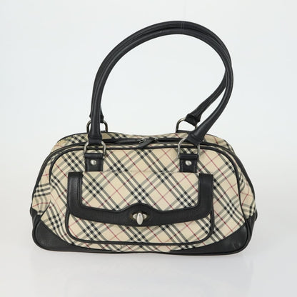 Burberry BURBERRY Nova Check Boston Bag Canvas Leather 2 Set Beige Authentic bs31977