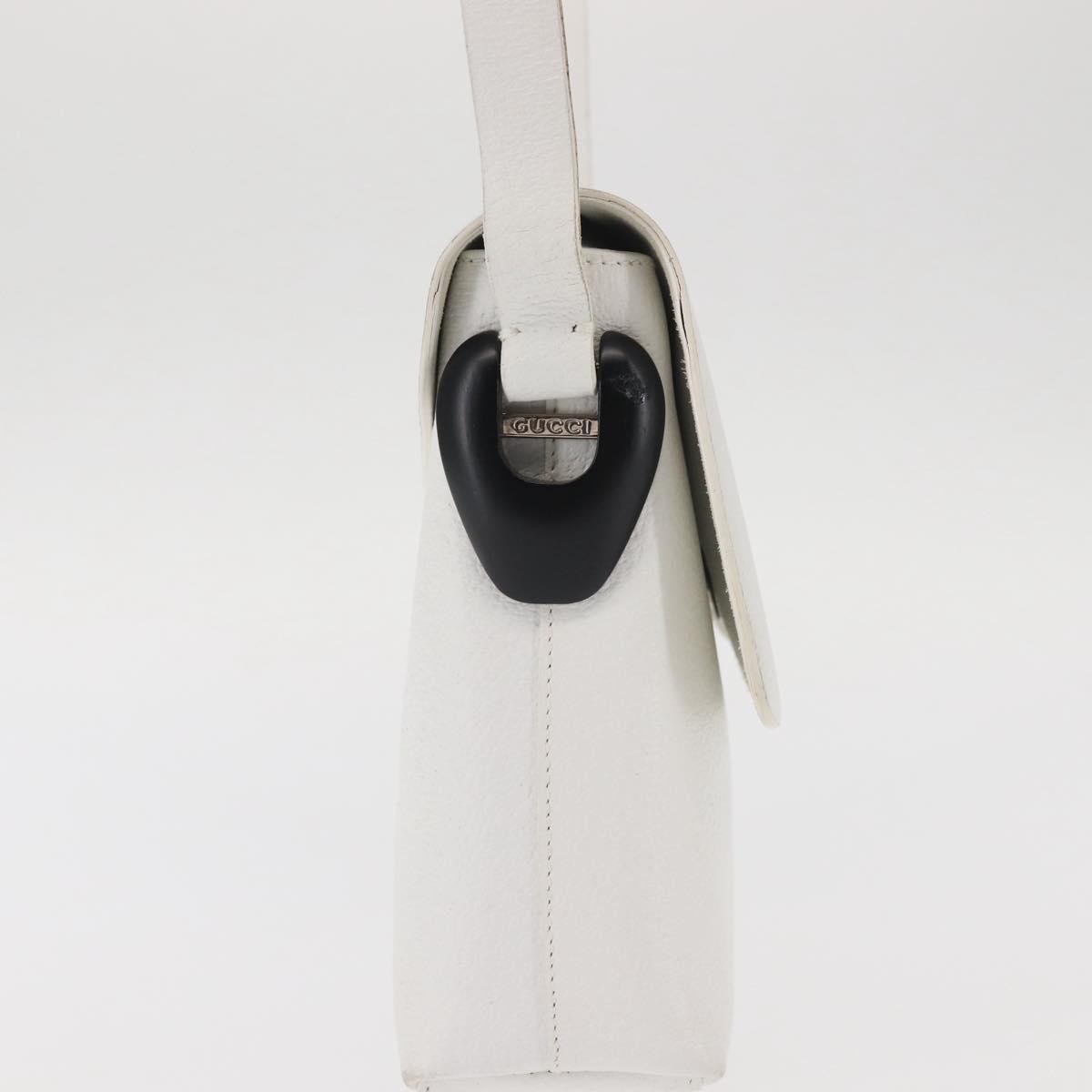 Gucci GUCCI Shoulder Bag Leather White Silver 001 1998 1767 Authentic BA5637