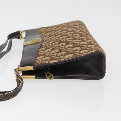 Dior Christian Dior Trotter Canvas Shoulder Bag Brown Gold Authentic 178153