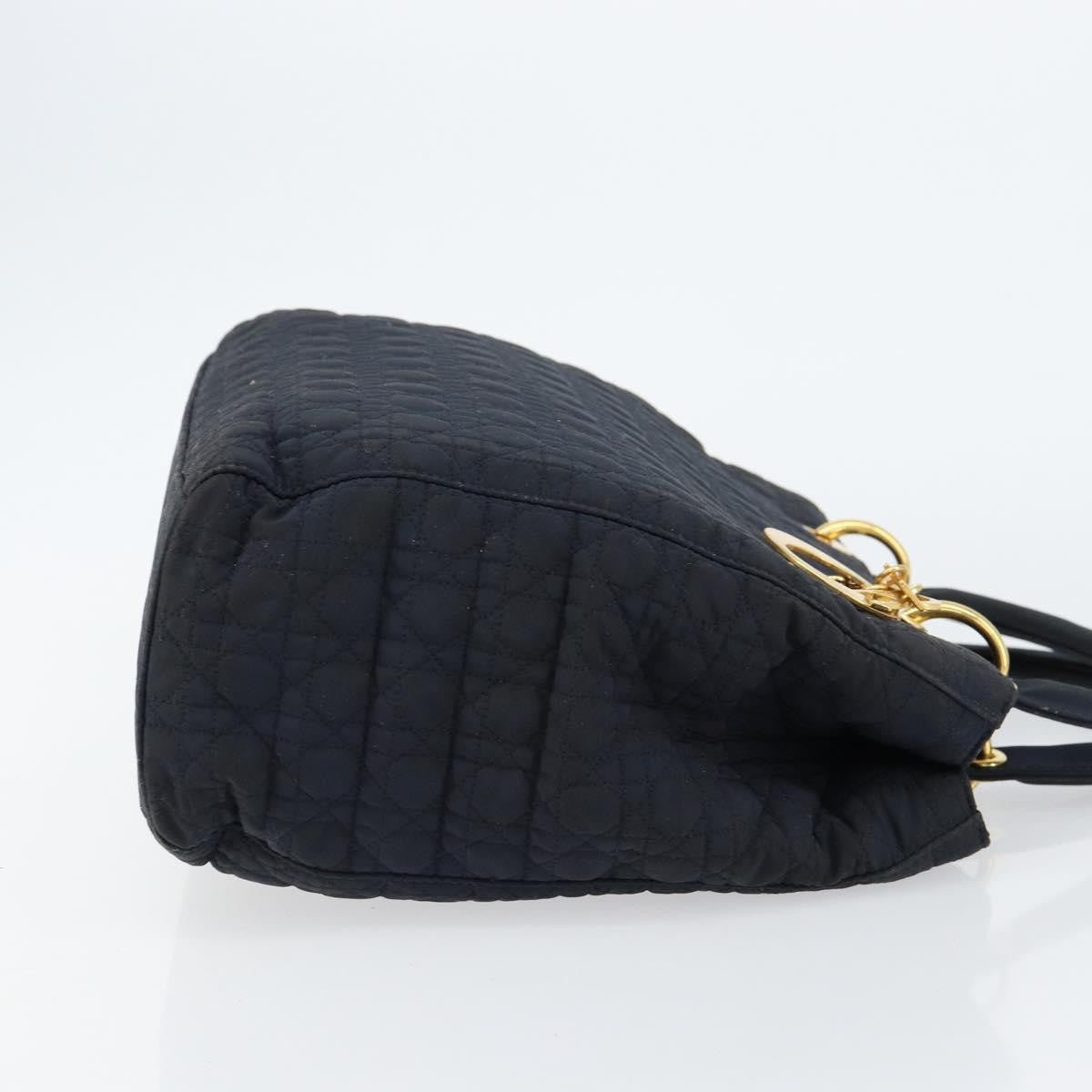 Dior Christian Dior Canage Hand Bag Nylon Navy Gold Authentic gh1098