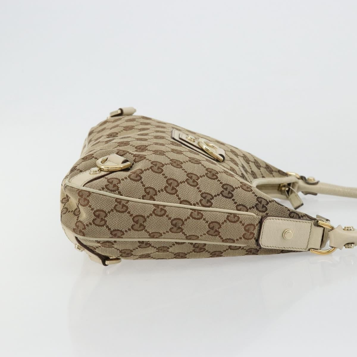 Gucci GUCCI GG Canvas Abbey Shoulder Bag Leather Beige Gold 130738 Authentic ka4349