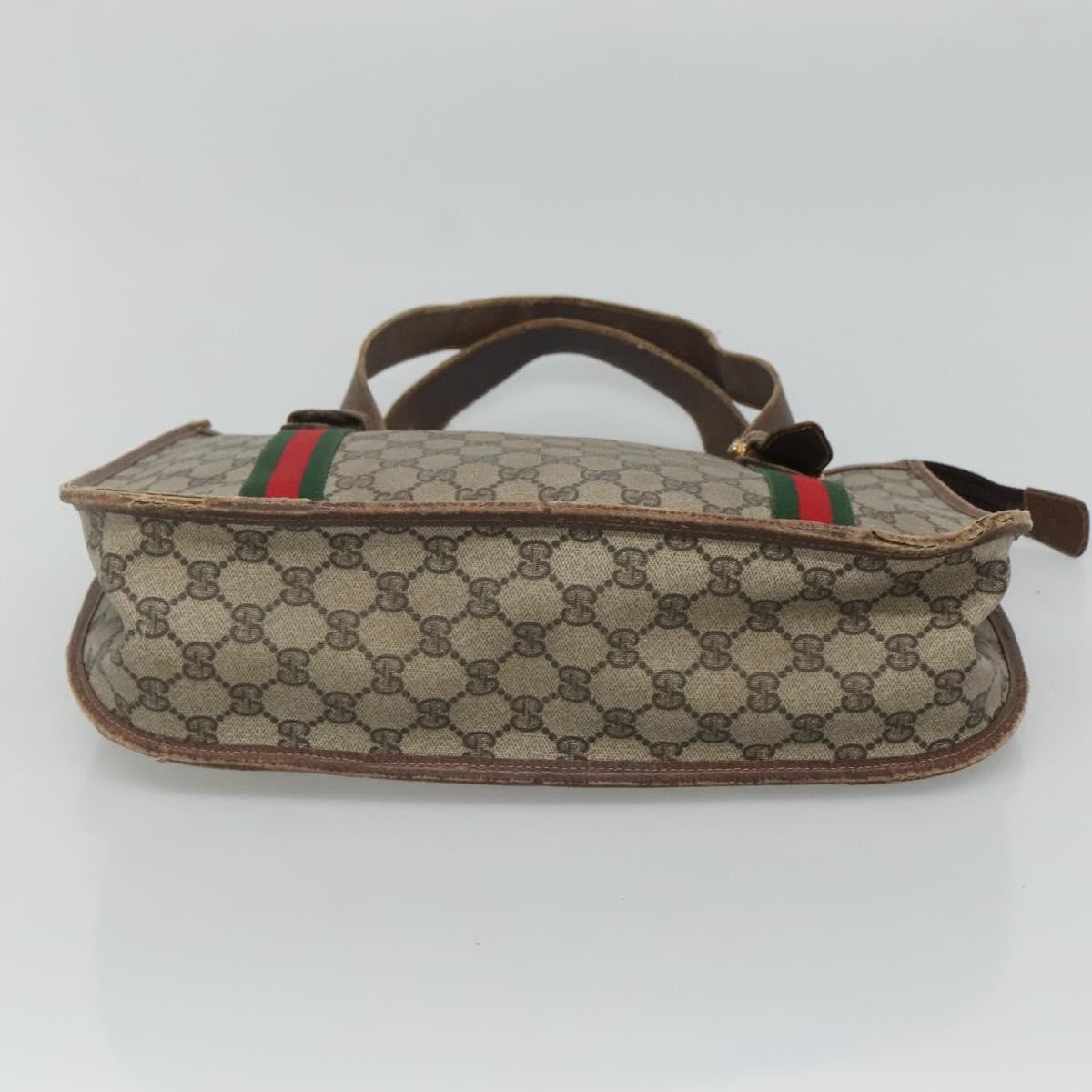 Gucci GUCCI GG Supreme Web Sherry Line Hand Bag PVC Beige Gold Authentic ar13384