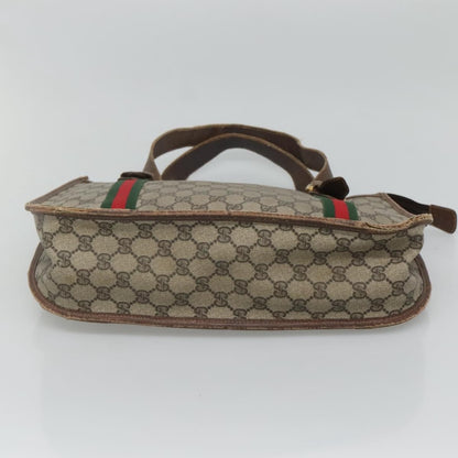Gucci GUCCI GG Supreme Web Sherry Line Hand Bag PVC Beige Gold Authentic ar13384