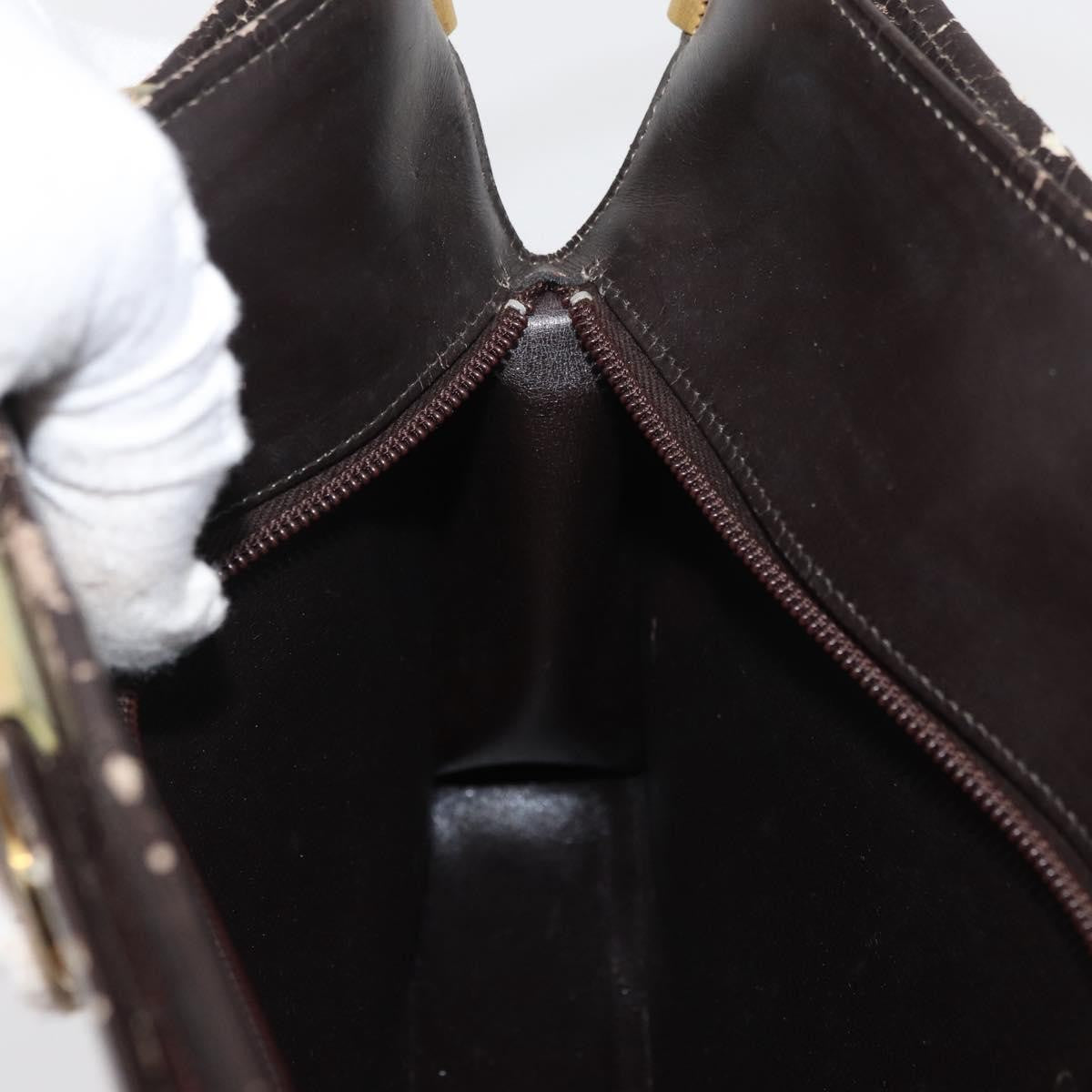 Dior Christian Dior Trotter Canvas Shoulder Bag Brown Gold Authentic 178153