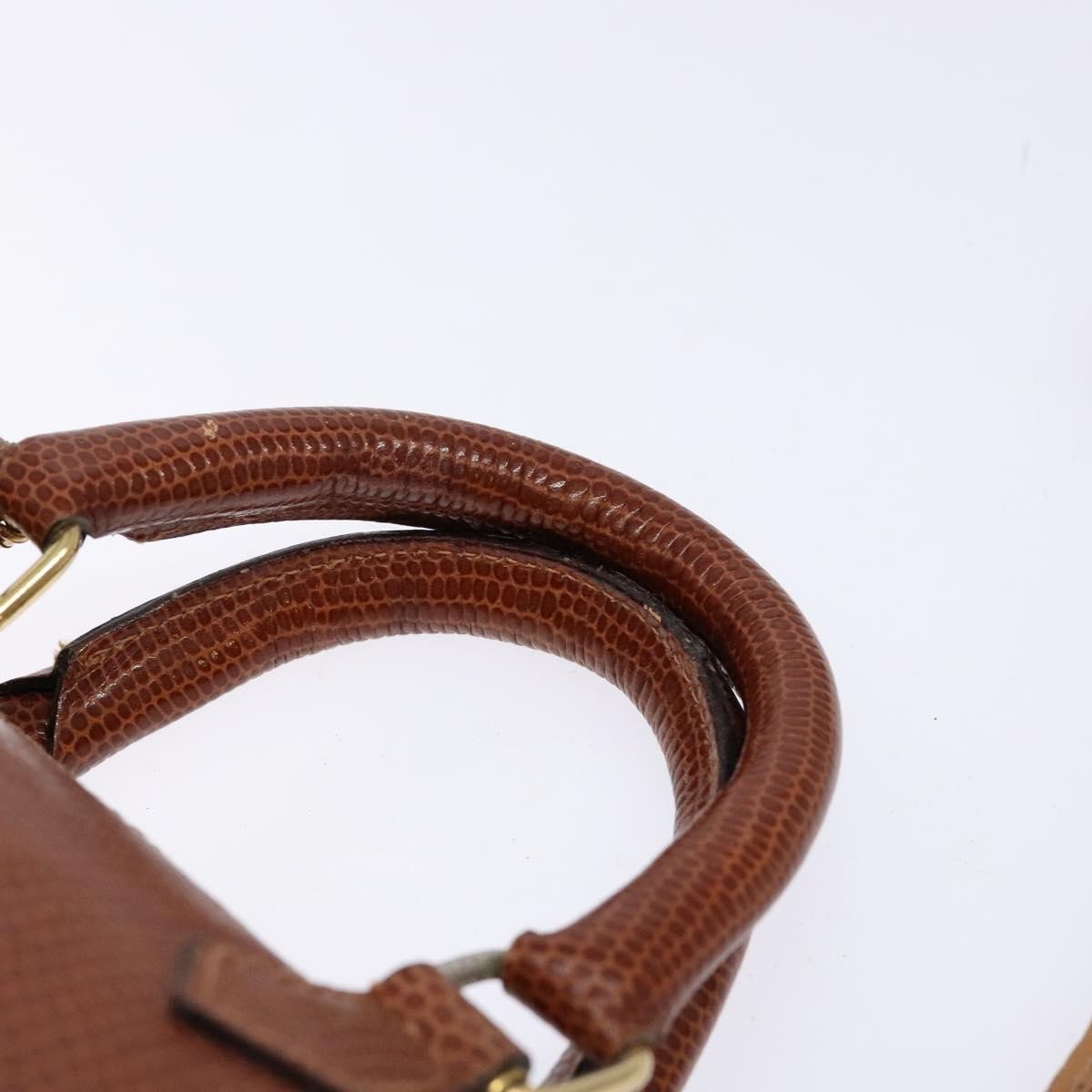 Fendi FENDI Hand Bag Leather 2way Brown Gold Authentic sw1085