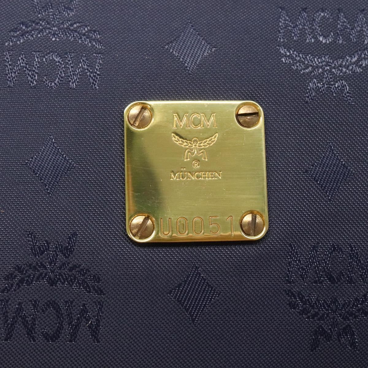 MCM MCM Logogram Vicetos Shoulder Bag Nylon Navy Gold Authentic 127085