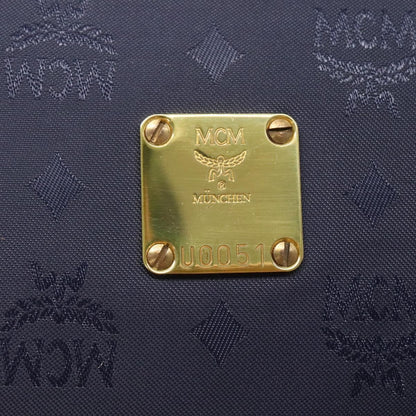 MCM MCM Logogram Vicetos Shoulder Bag Nylon Navy Gold Authentic 127085