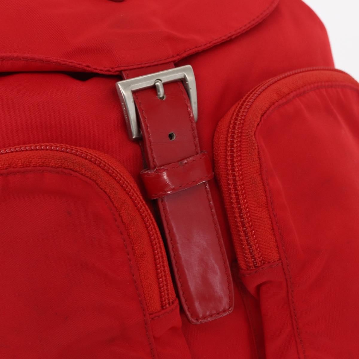 Prada PRADA Backpack Nylon Red Silver Authentic 164789 Bag