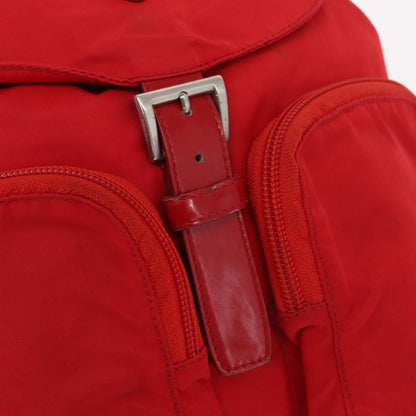 Prada PRADA Backpack Nylon Red Silver Authentic 164789 Bag