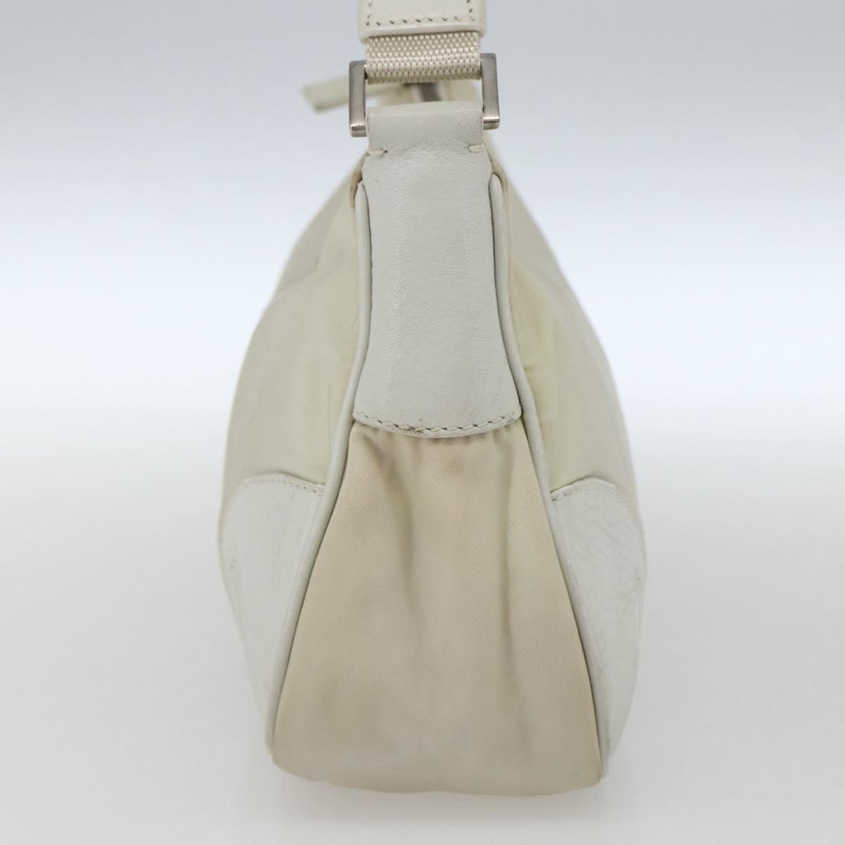 Prada PRADA Shoulder Bag Nylon Leather Ivory Silver Authentic 163087