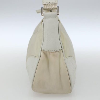 Prada PRADA Shoulder Bag Nylon Leather Ivory Silver Authentic 163087