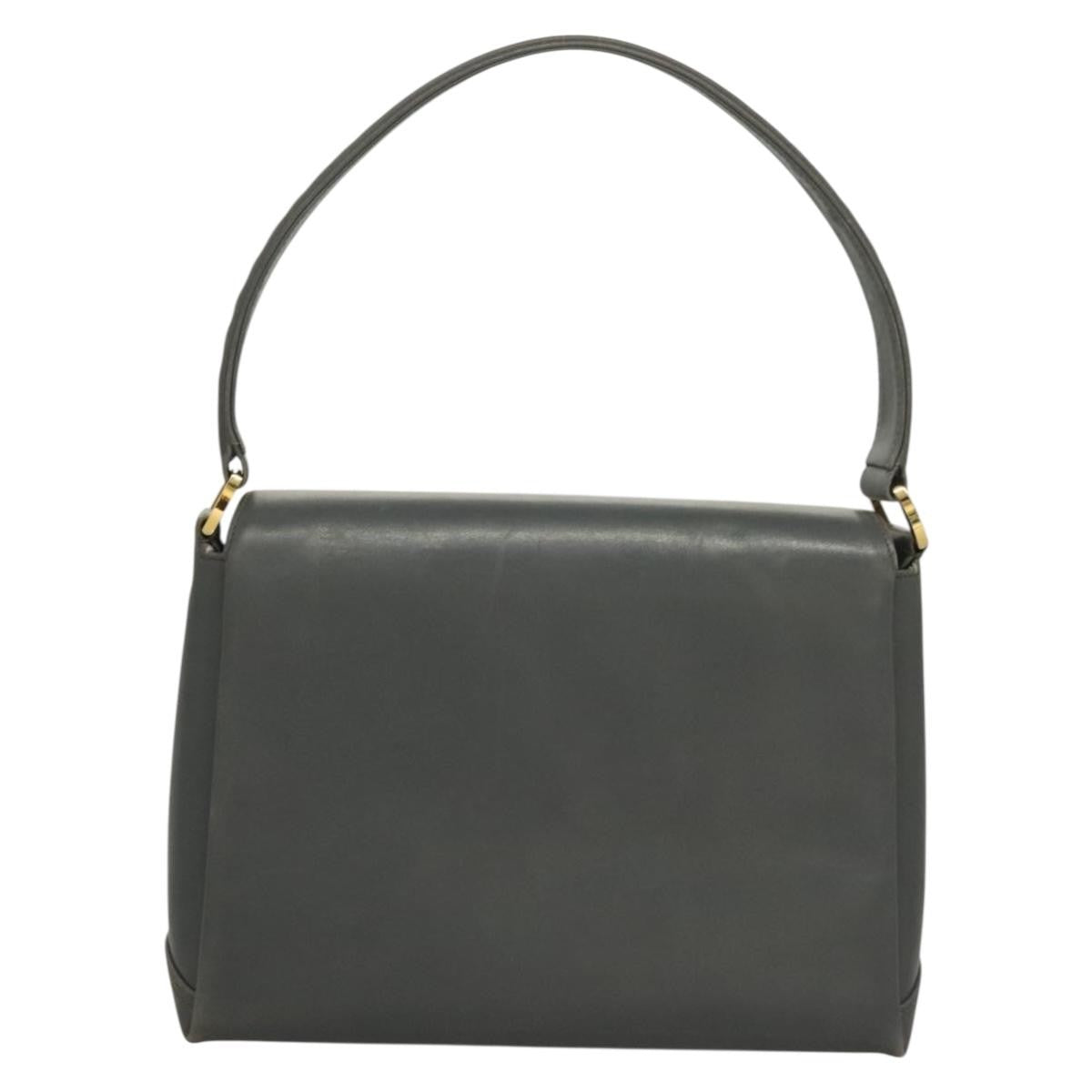 Gucci GUCCI Hand Bag Leather Gray Silver Authentic mr1461