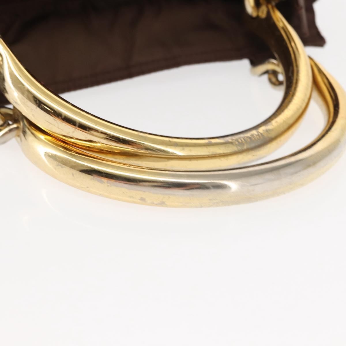 Prada PRADA Hand Bag Nylon Brown Gold Authentic 148292