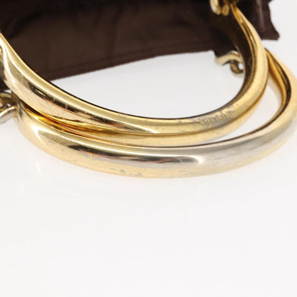 Prada PRADA Hand Bag Nylon Brown Gold Authentic 148292