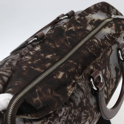 Prada PRADA Hand Bag Nylon 2way Brown Silver Authentic 163076