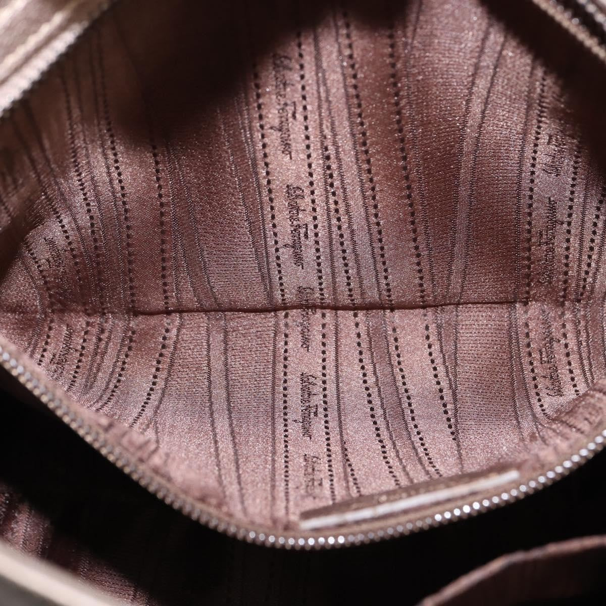 Salvatore Ferragamo Salvatore Ferragamo Gancini Hand Bag Leather 2way Beige Gold Authentic BA5964