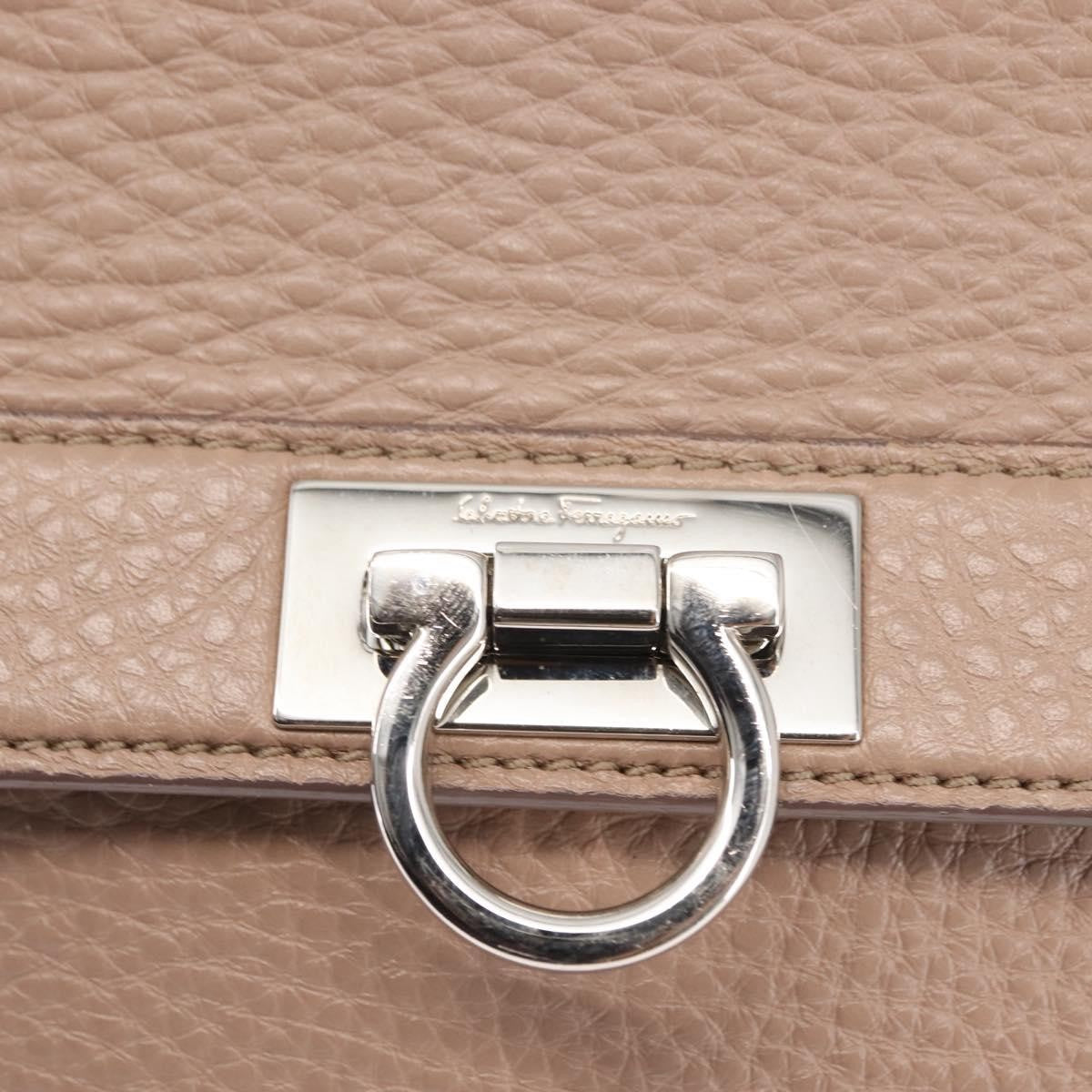 Salvatore Ferragamo Salvatore Ferragamo Gancini Sophia Hand Bag Leather Beige Silver Authentic 145498