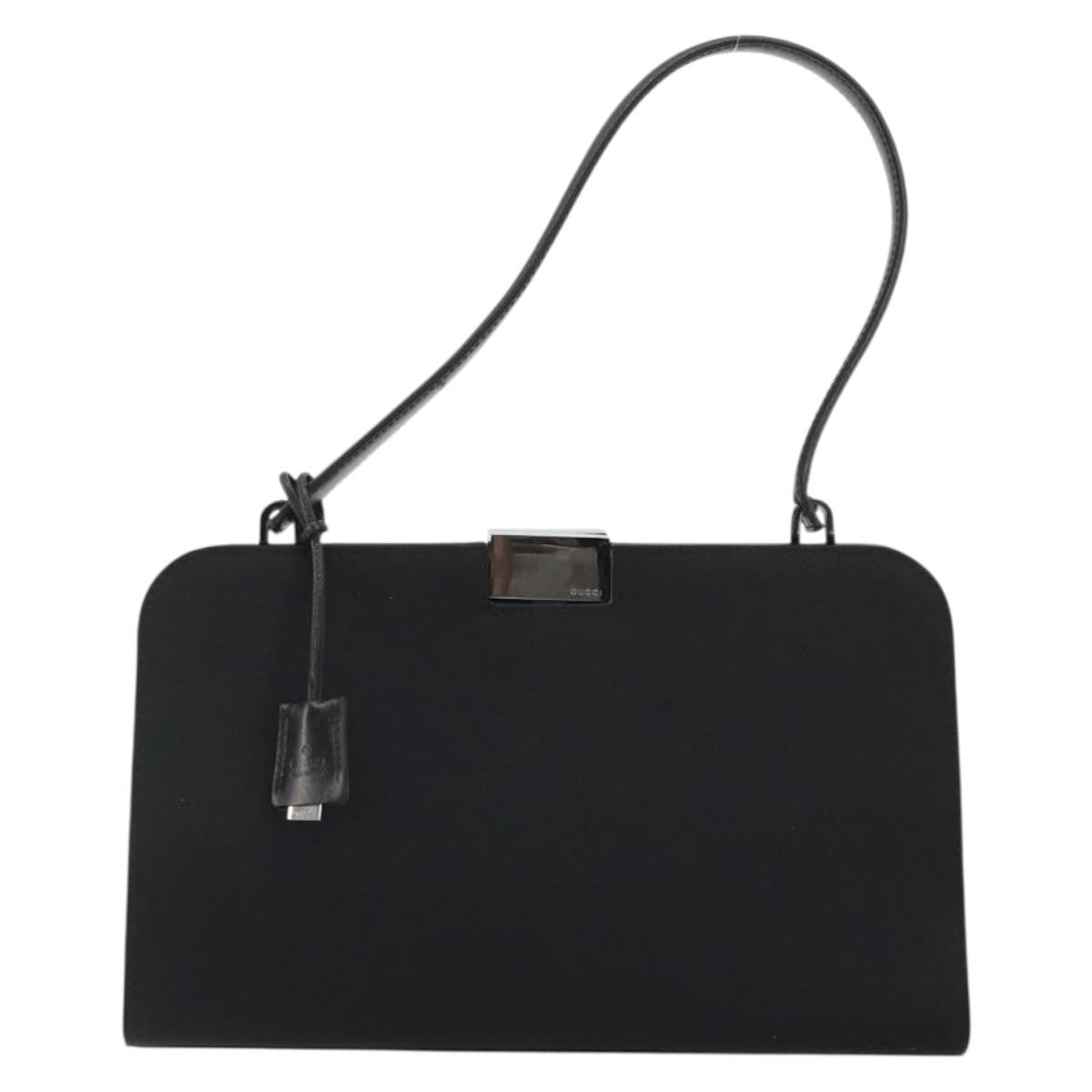 Gucci GUCCI Hand Bag Canvas Silver Black Authentic 175720