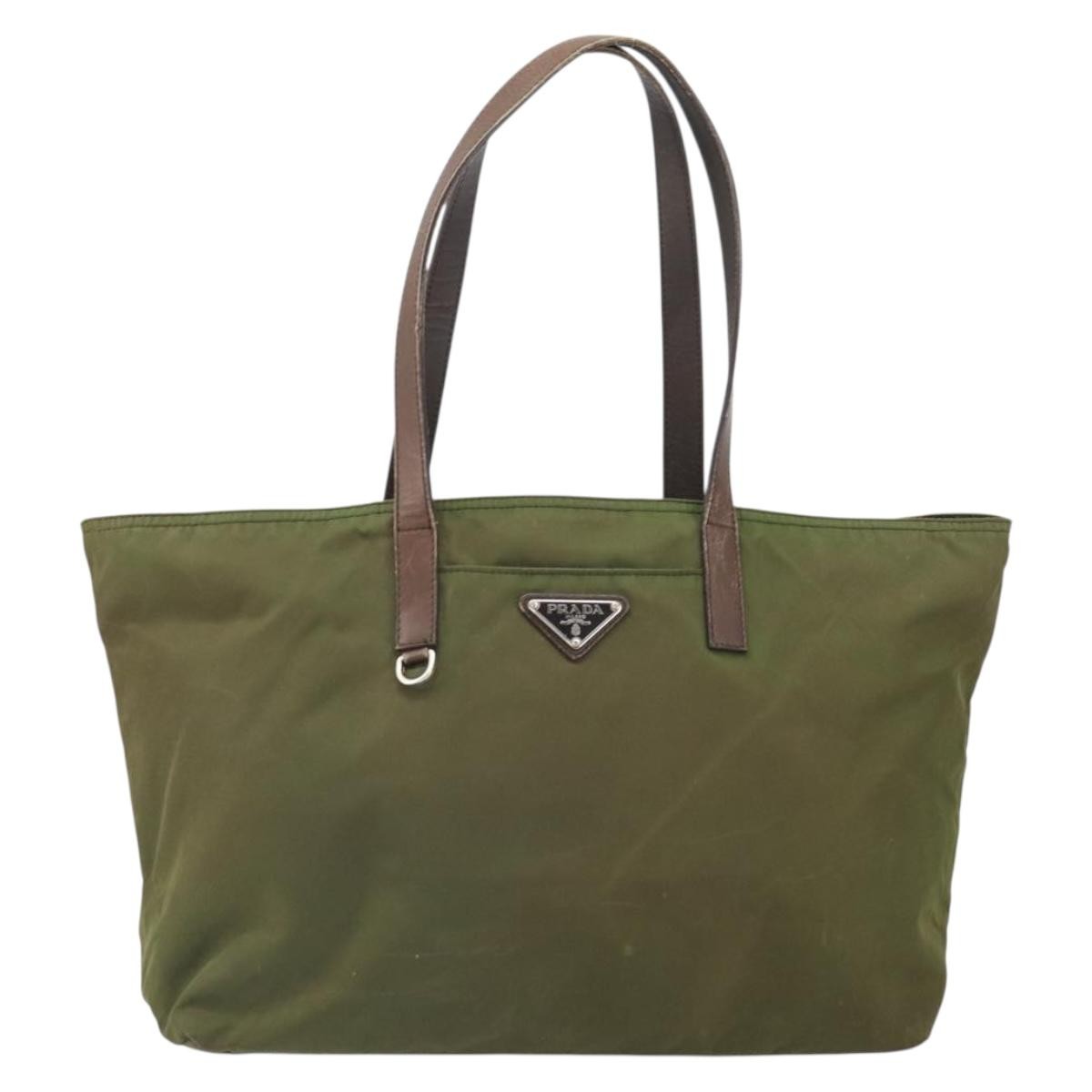 Prada PRADA Tote Bag Nylon Green Silver Authentic 157537