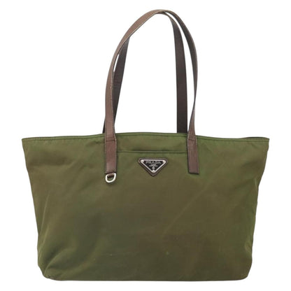 Prada PRADA Tote Bag Nylon Green Silver Authentic 157537