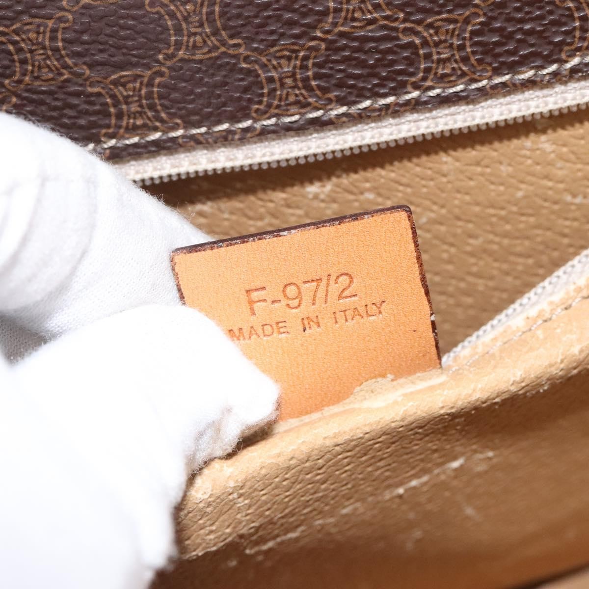 Celine CELINE Macadam Canvas Shoulder Bag PVC Leather Brown Gold Authentic 122137
