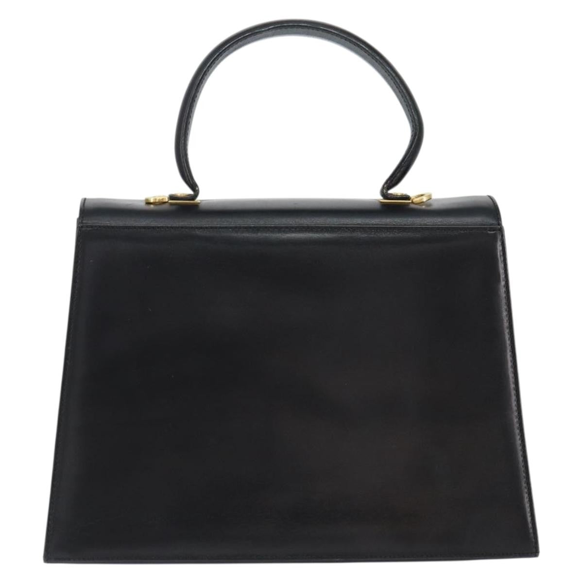Salvatore Ferragamo Salvatore Ferragamo Gancini Hand Bag Leather Black Gold Authentic 149087