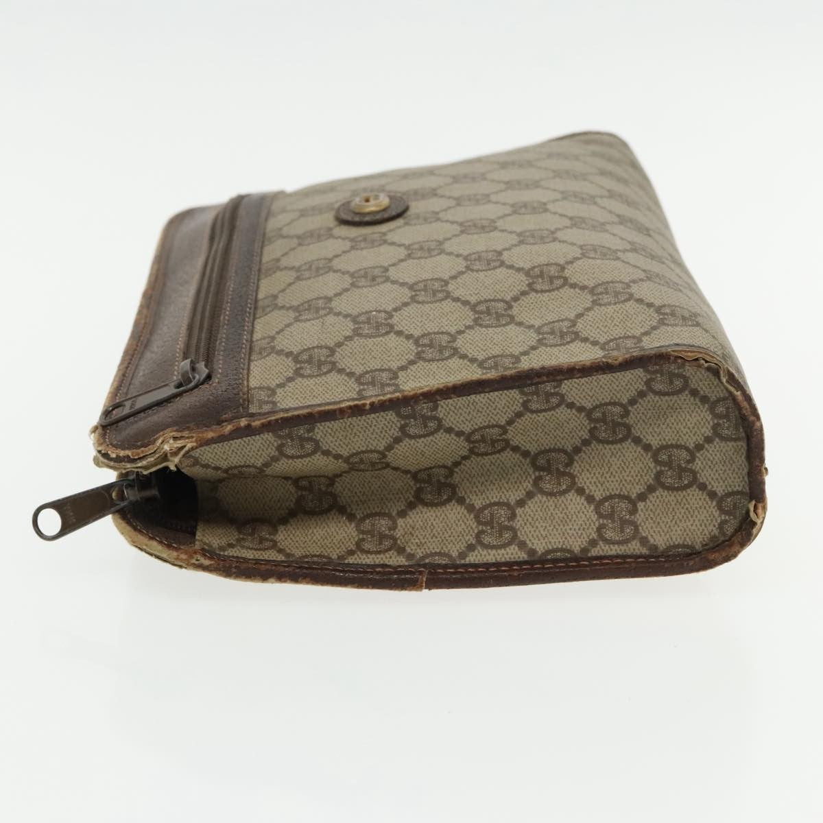 Gucci GUCCI GG Supreme Clutch Bag PVC Beige 97 01 037 Authentic 95525