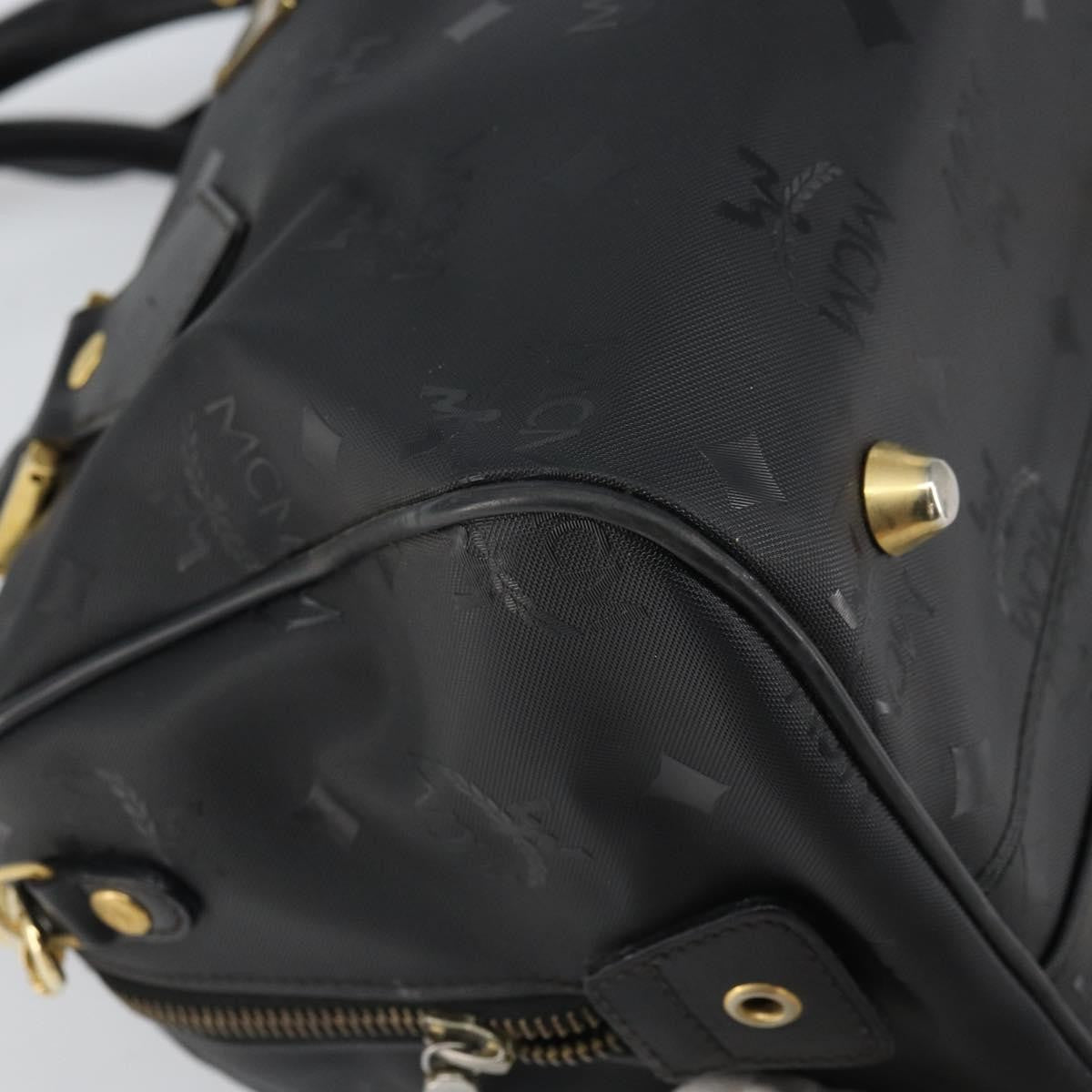 MCM MCM Vicetos Logogram Hand Bag PVC 2way Black Gold Authentic 160735