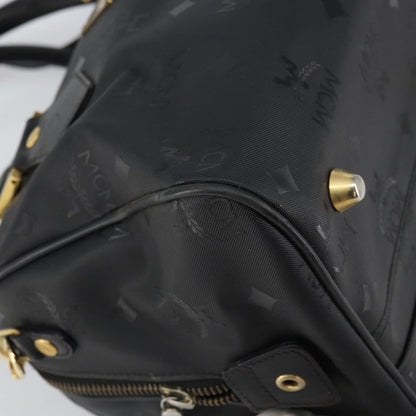 MCM MCM Vicetos Logogram Hand Bag PVC 2way Black Gold Authentic 160735