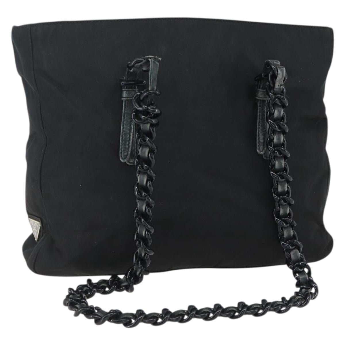 Prada PRADA Chain Shoulder Bag Nylon Black Authentic 170424