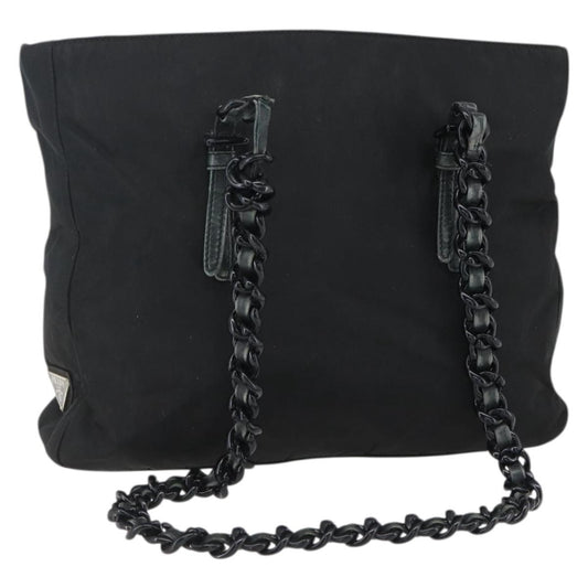 Prada PRADA Chain Shoulder Bag Nylon Black Authentic 170424